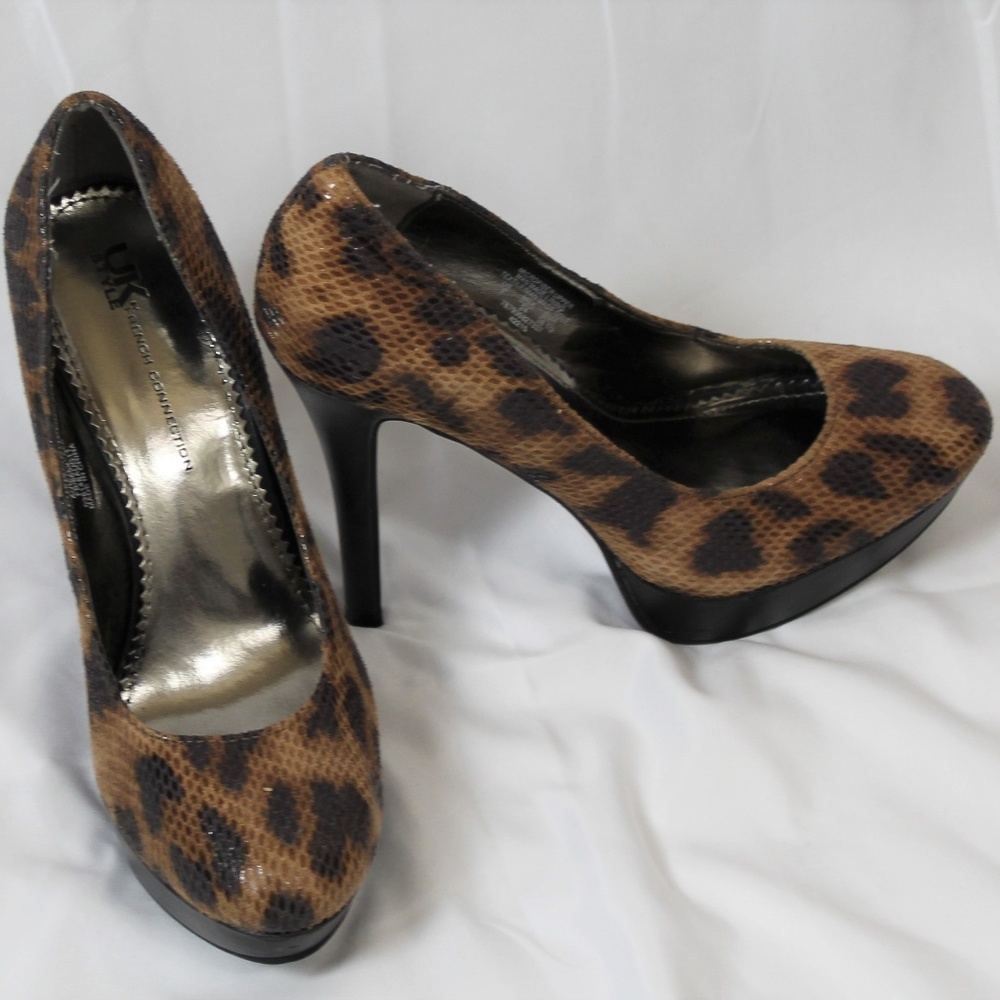 French Conection leopard print pumps platform heel